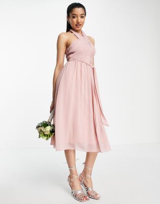 Little Mistress - Bridesmaid - Midikleid in Staubrosa mit Neckholder