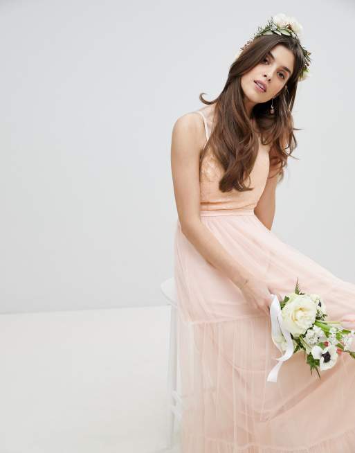 Little mistress pink 2025 tulle maxi dress