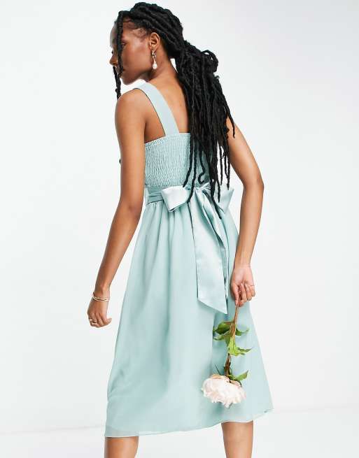 Little Mistress Bridesmaid skater dress in green