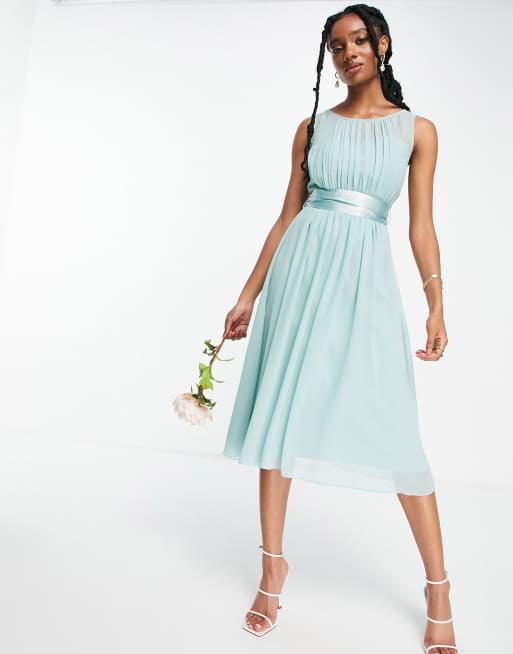 Little Mistress Bridesmaid skater dress in green