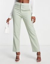 ASOS DESIGN hourglass straight ankle suit pants in olive
