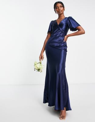 Little Mistress Bridesmaid tea dress in navy 119171460