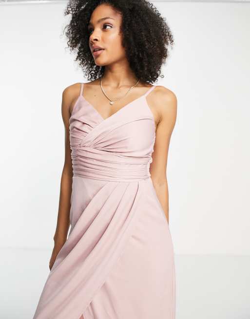 Little Mistress – Bridesmaid – Wickelkleid aus Satin in Rosa, 4 von 4