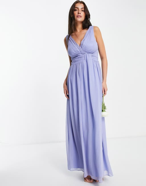 Little Mistress Bridesmaids v neck maxi dress in blue | ASOS