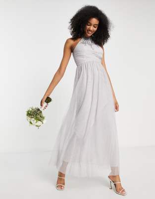 Little Mistress - Bruidsmeisjes - Maxi jurk met versiering in groen
