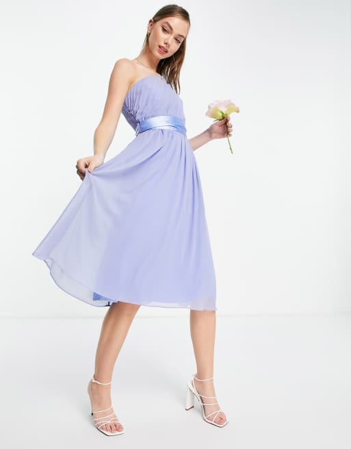 Little Mistress - Bruidsmeisjes - Midi jurk met blote schouder in blauw