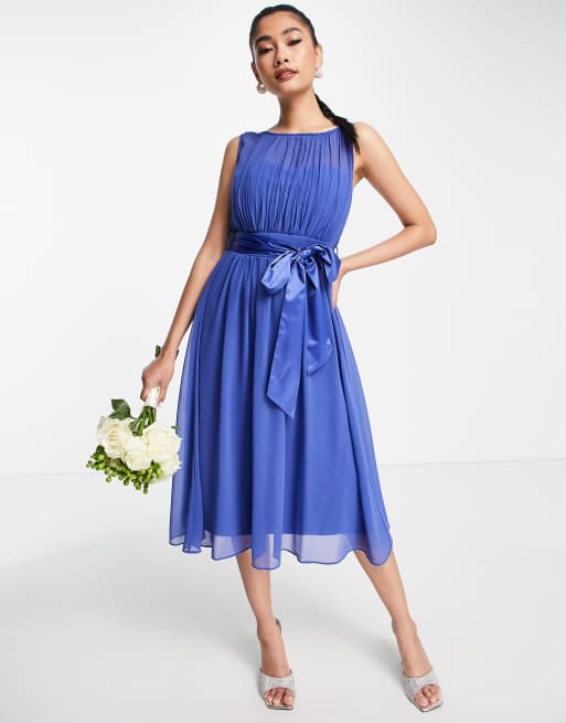 Little Mistress - Bruidsmeisjes - Midi-skaterjurk in blauw 