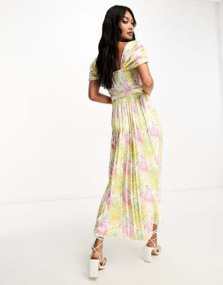 Little mistress floral store pleated midi dress