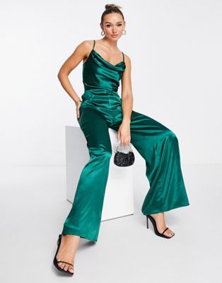 Little Mistress jumpsuit in emerald green - ASOS Price Checker