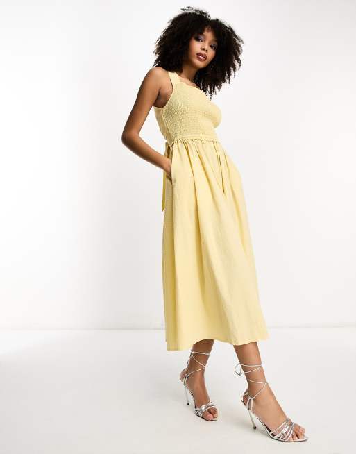 Warehouse yellow 2024 midi dress