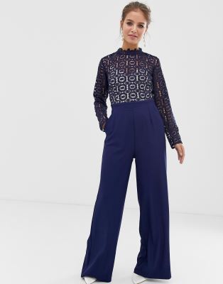 lace jumpsuit navy