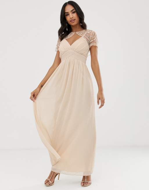 Asos design maxi dress with clearance cape sleeve in embroidered mesh