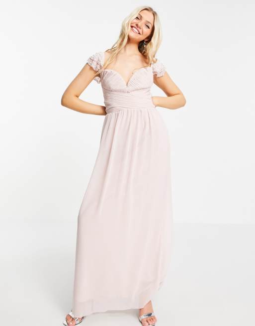 Blush flutter 2025 sleeve dress