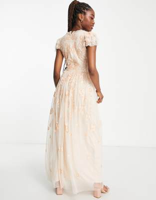 Little Mistress embellished maxi dress in cream ASOS