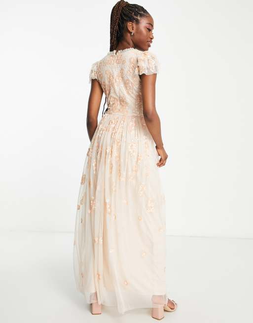 Cream embellished maxi clearance dress