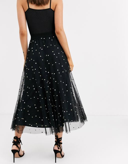 Little Mistress embellished tulle skirt in black ASOS