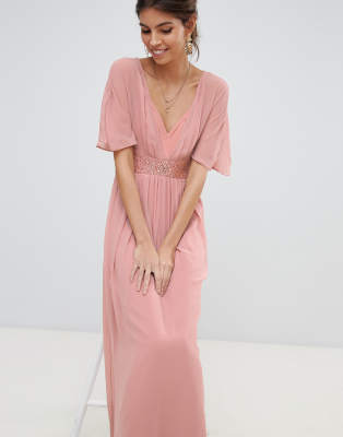 little mistress embellished neck maxi dress
