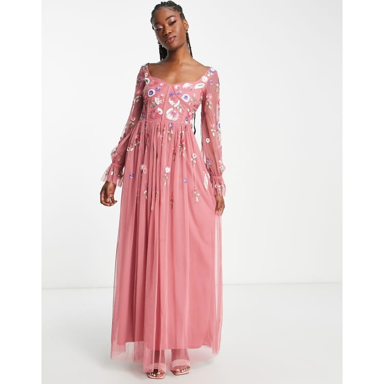 Little mistress 2025 embroidered maxi dress