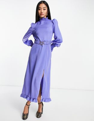 Little Mistress Little Mistress flare sleeve dress in blue