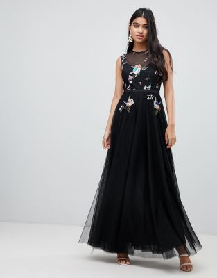 Little mistress black 2025 tulle maxi dress