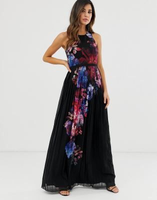 Little Mistress floral placement print maxi dress-Multi