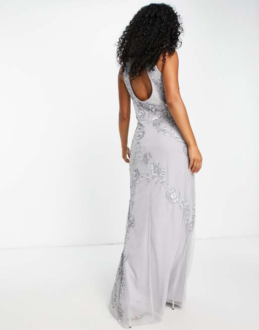 Grey sequin cheap maxi dress