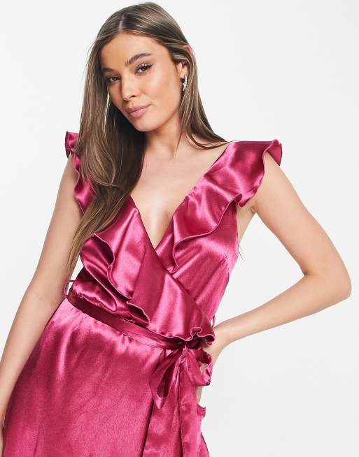 pink mistress dress Fondness' Pink Lace Trim Midi Dress