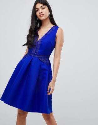 full prom mini skater dress in cobalt Little Mistress