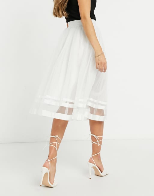 Little Mistress - Gonna midi in tulle grigio ghiaccio, 2 di 4