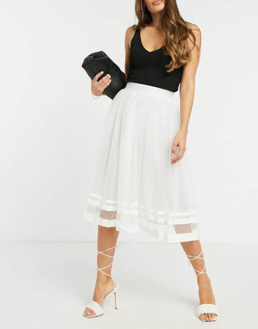 Little Mistress - Gonna midi in tulle grigio ghiaccio, 4 di 4