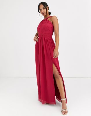 little mistress lace halter neck maxi dress