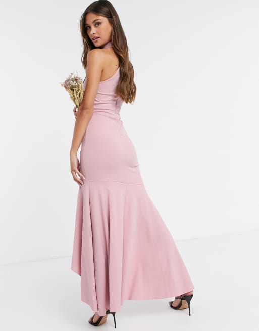 Pink fishtail 2025 bridesmaid dresses