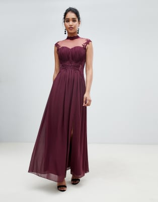 flower applique chiffon gown