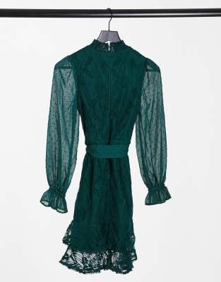 emerald green long sleeve mini dress