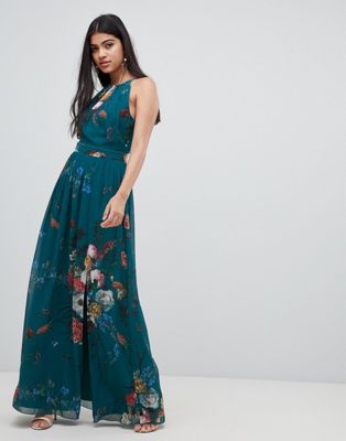 floral high neck maxi dress