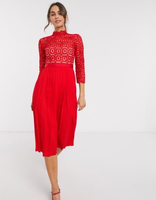 little mistress red pleated dress