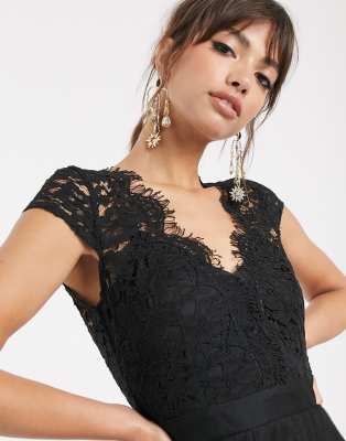 lace cap sleeve midi dress