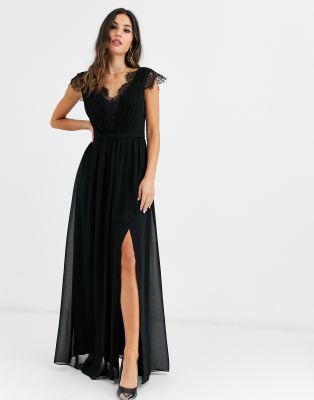 little mistress maxi dress with lace inserts