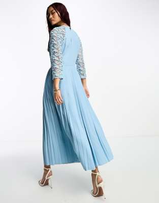 Little mistress blue lace midi dress sale