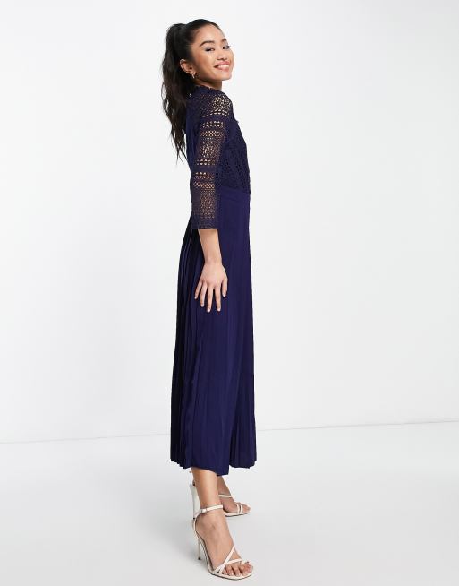 Little mistress blue hot sale lace midi dress