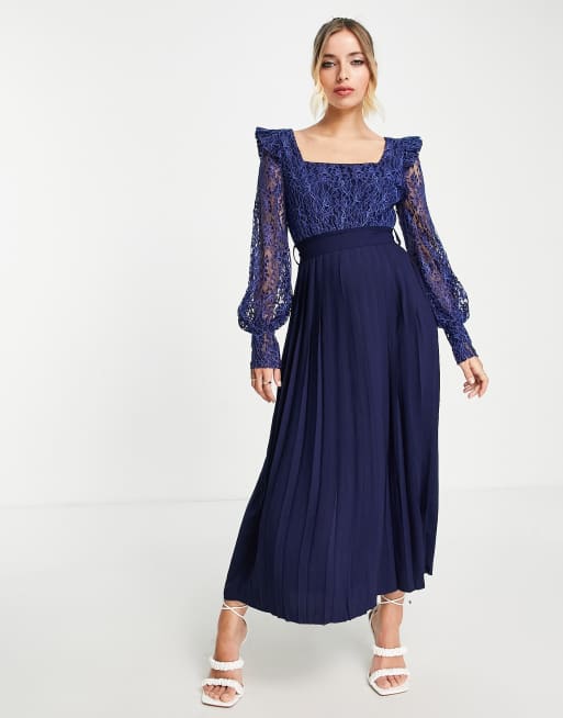 Little mistress navy lace dress sale