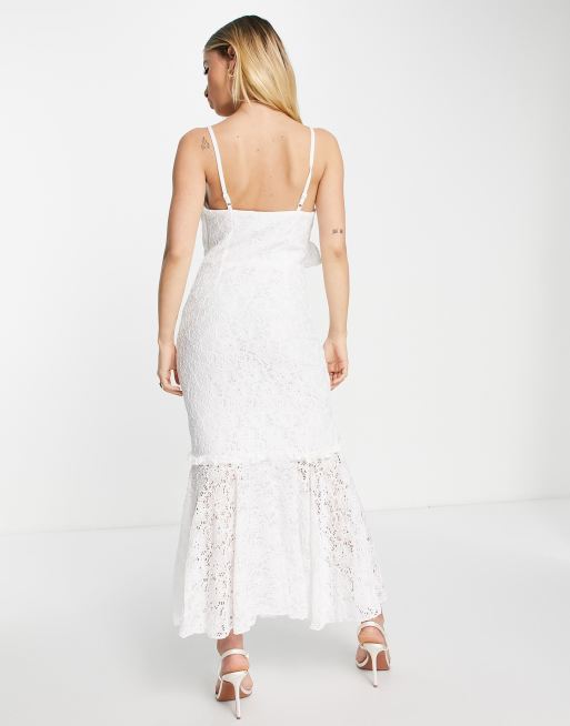 White fishtail clearance midi dress