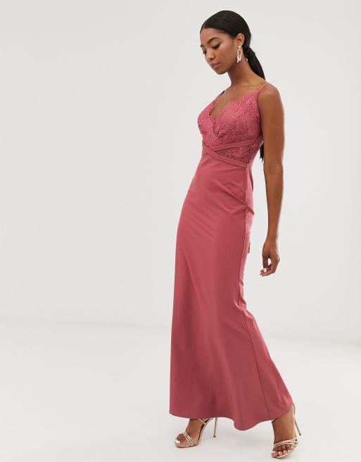 coral lace maxi dress