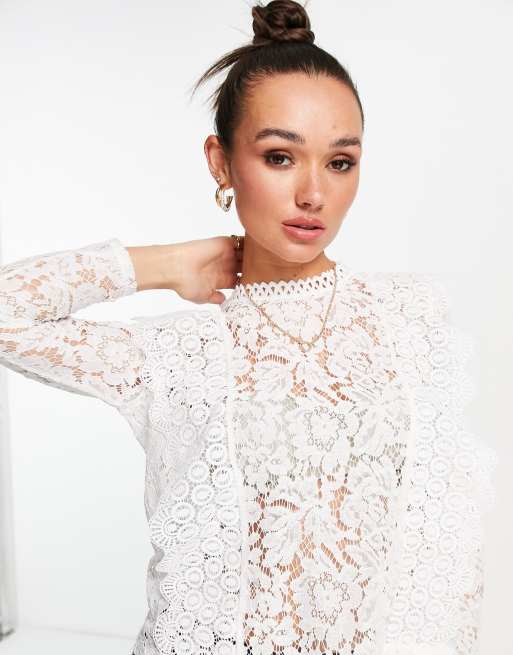 Little Mistress lace top in white | ASOS