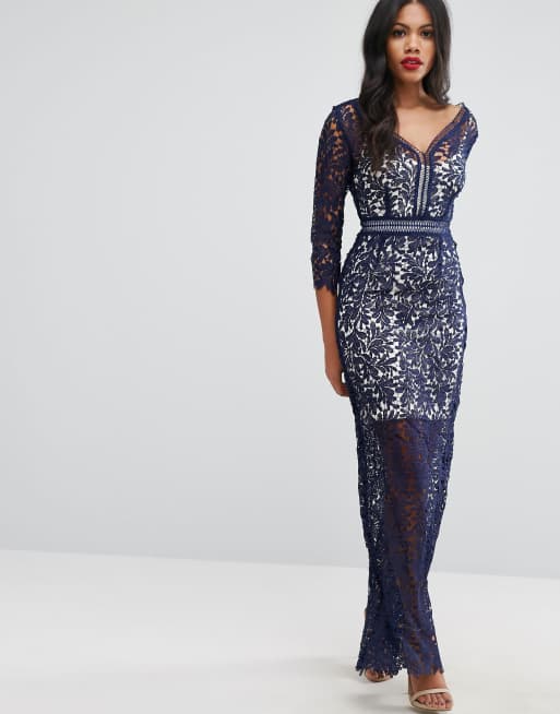 Little Mistress – Langärmliges, gehäkeltes Maxikleid