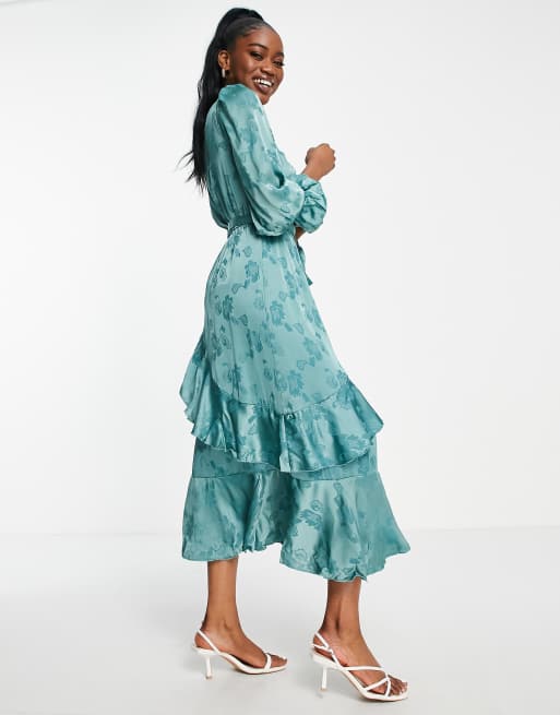 Ruffle long sleeve sales maxi dress