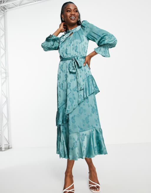 Jacquard Long Sleeve Maxi Dress