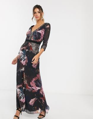 little mistress v neck maxi dress