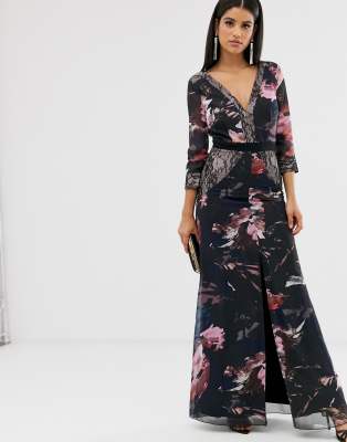 little mistress long sleeve maxi dress