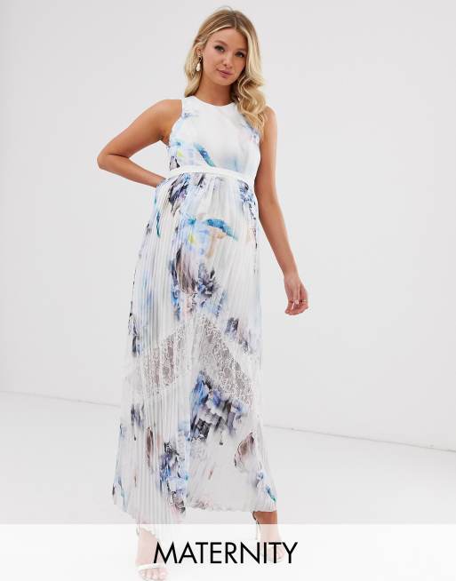 Little mistress pleated shop floral maxi dress